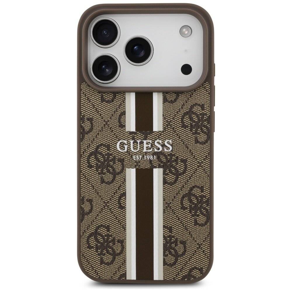 Guess 4G MagSafe-Hülle Printstreifen iPhone 17 Pro – braun