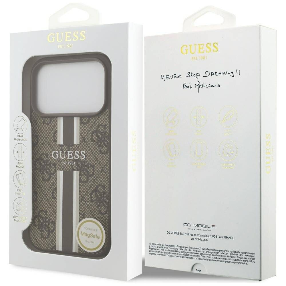 Guess 4G MagSafe-Hülle Printstreifen iPhone 17 Pro – braun