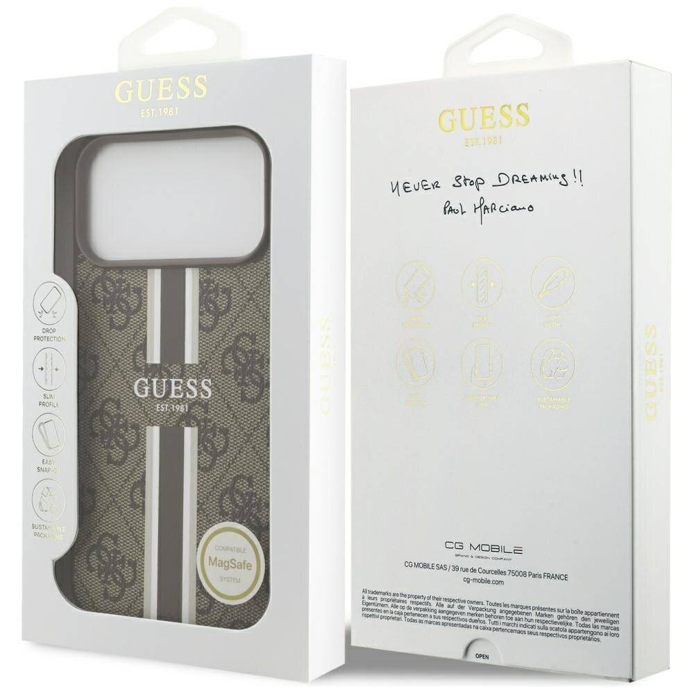 Guess 4G MagSafe-Hülle Printstreifen iPhone 17 Pro Max – braun