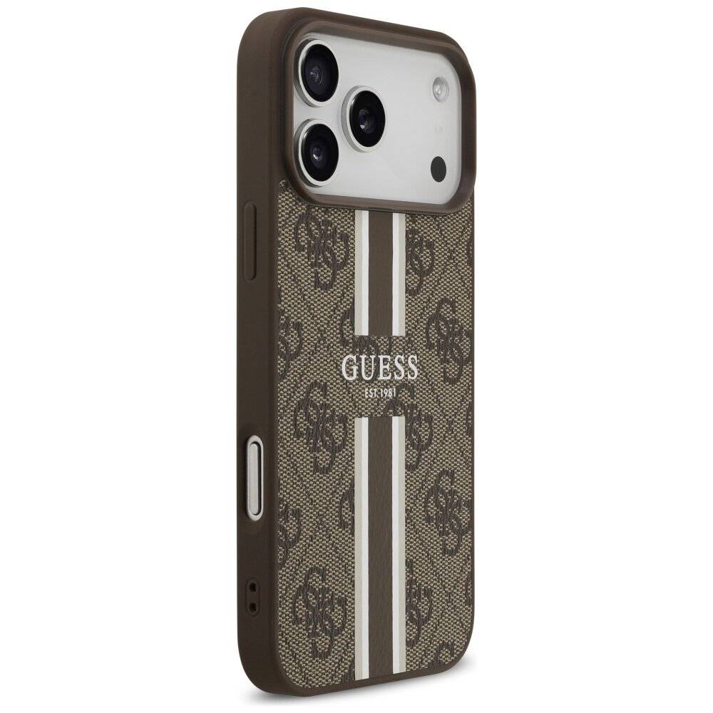 Guess 4G MagSafe-Hülle Printstreifen iPhone 17 Pro Max – braun