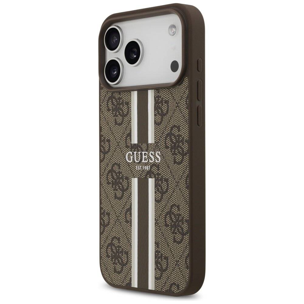Guess 4G MagSafe-Hülle Printstreifen iPhone 17 Pro Max – braun