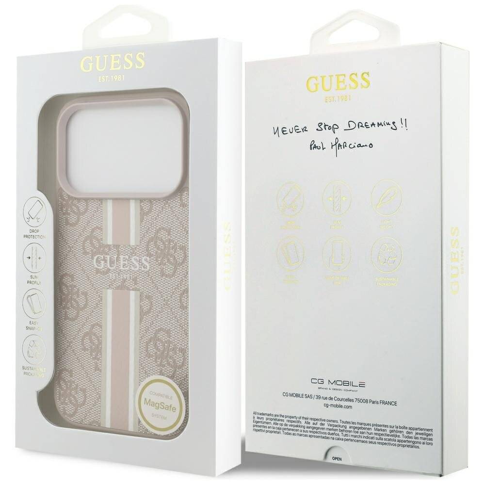 Guess 4G MagSafe-Hülle Streifenmuster iPhone 17 Pro – Pink