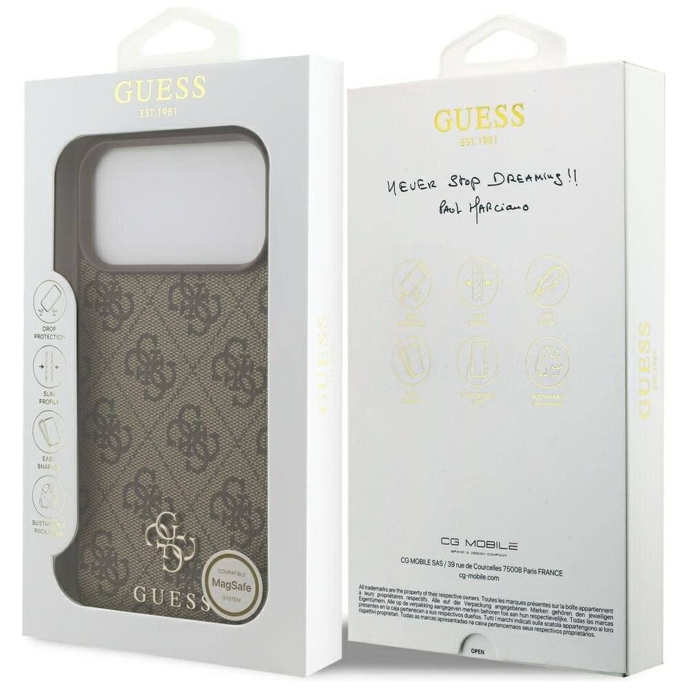 Guess 4G Small Classic Logo MagSafe Hülle iPhone 17 Pro Max – Braun