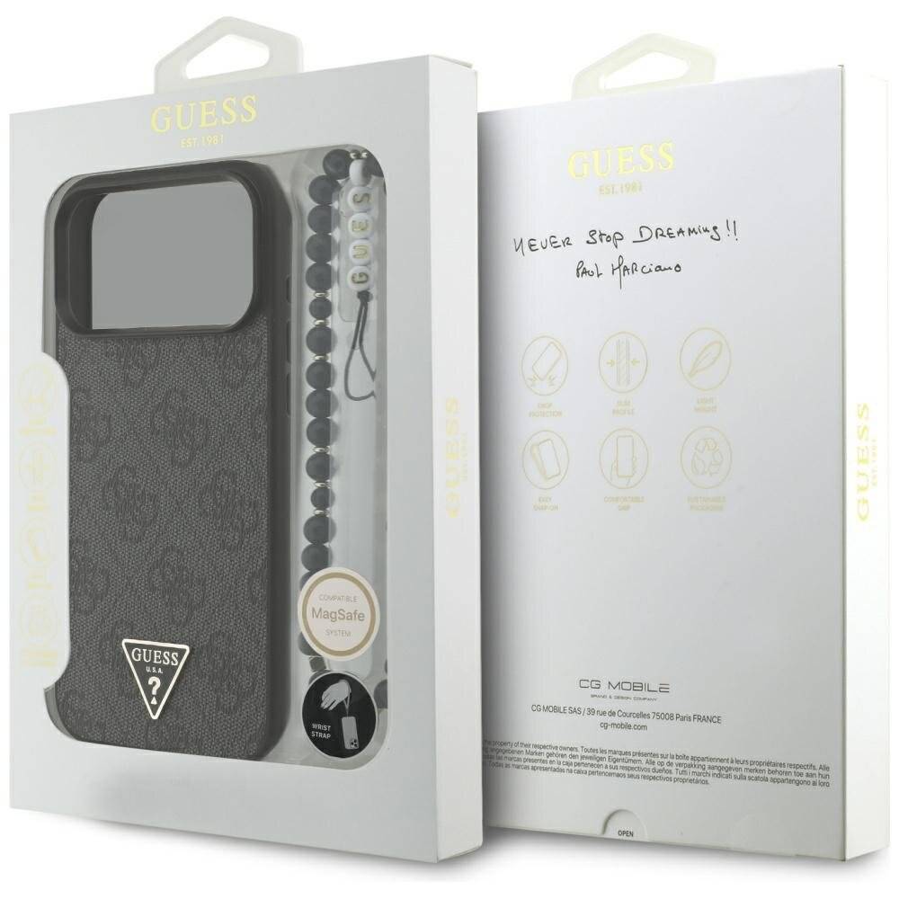 Guess 4G Strap Triangle Logo MagSafe Hülle iPhone 17 Pro Max – Schwarz
