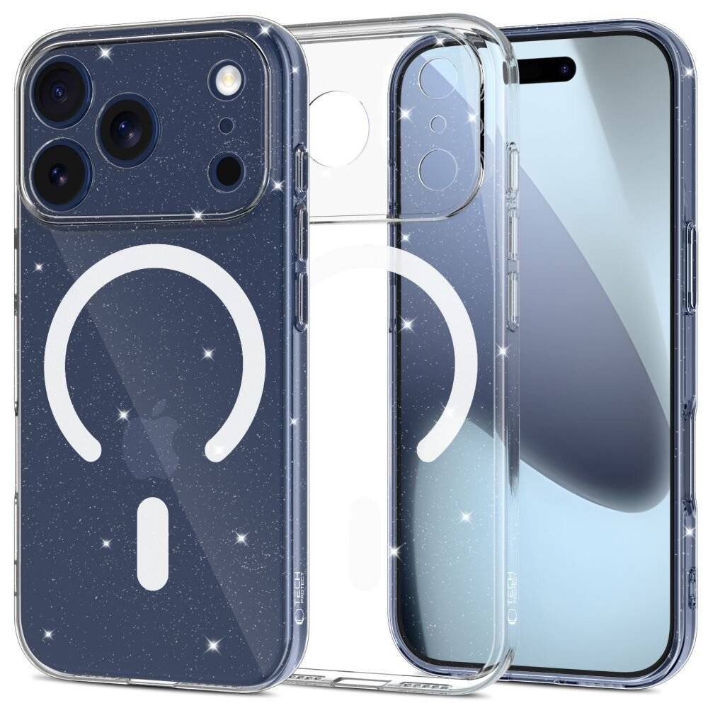 Tech-Protect FlexAir MagSafe Case für iPhone 17 Pro – Klarer Glitzer