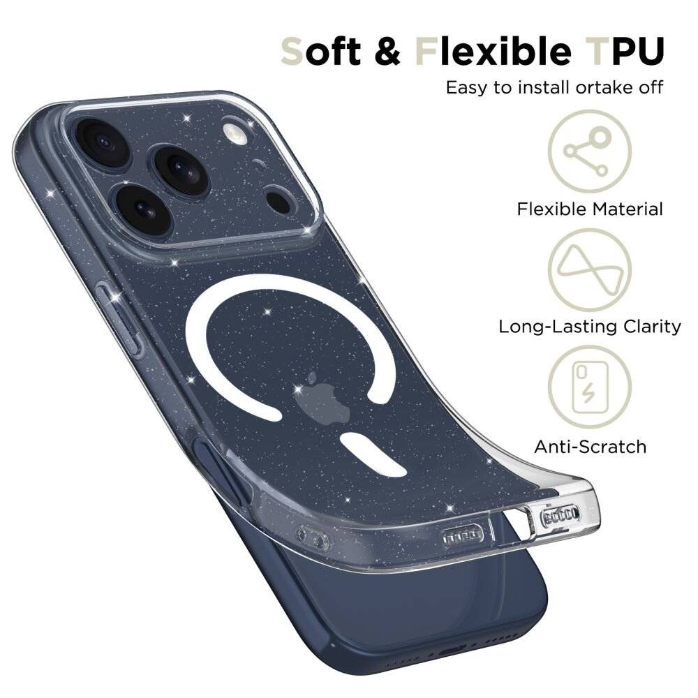 Tech-Protect FlexAir MagSafe Case für iPhone 17 Pro – Klarer Glitzer