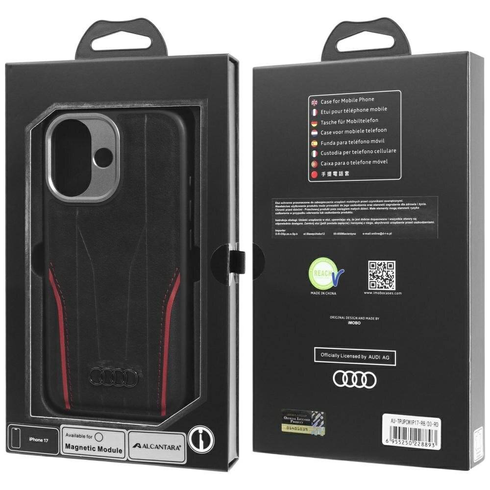 Audi R8 Echtleder MagSafe Hülle iPhone 17 - Schwarz Rot