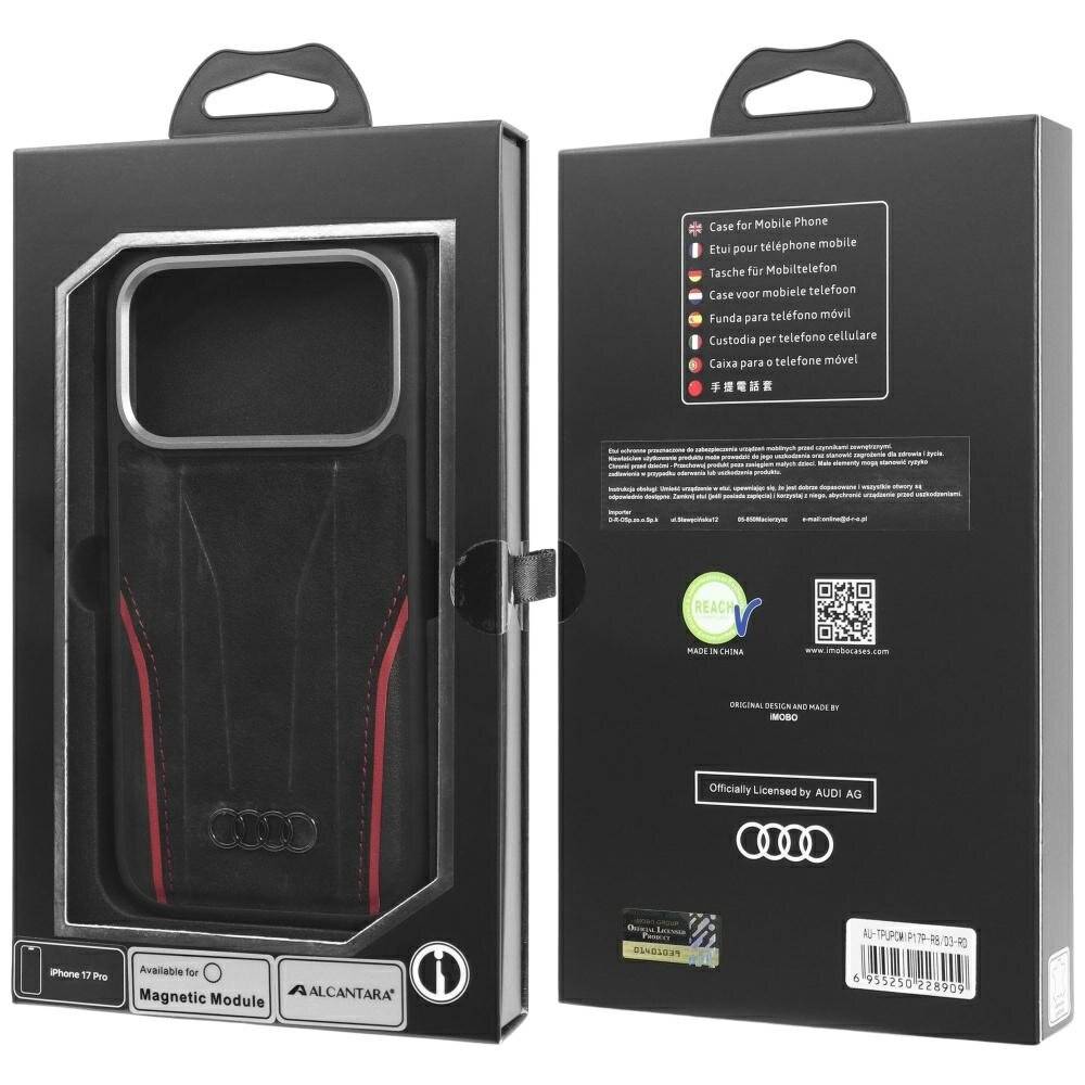 Audi R8 Echtleder MagSafe Hülle iPhone 17 Pro - Schwarz Rot