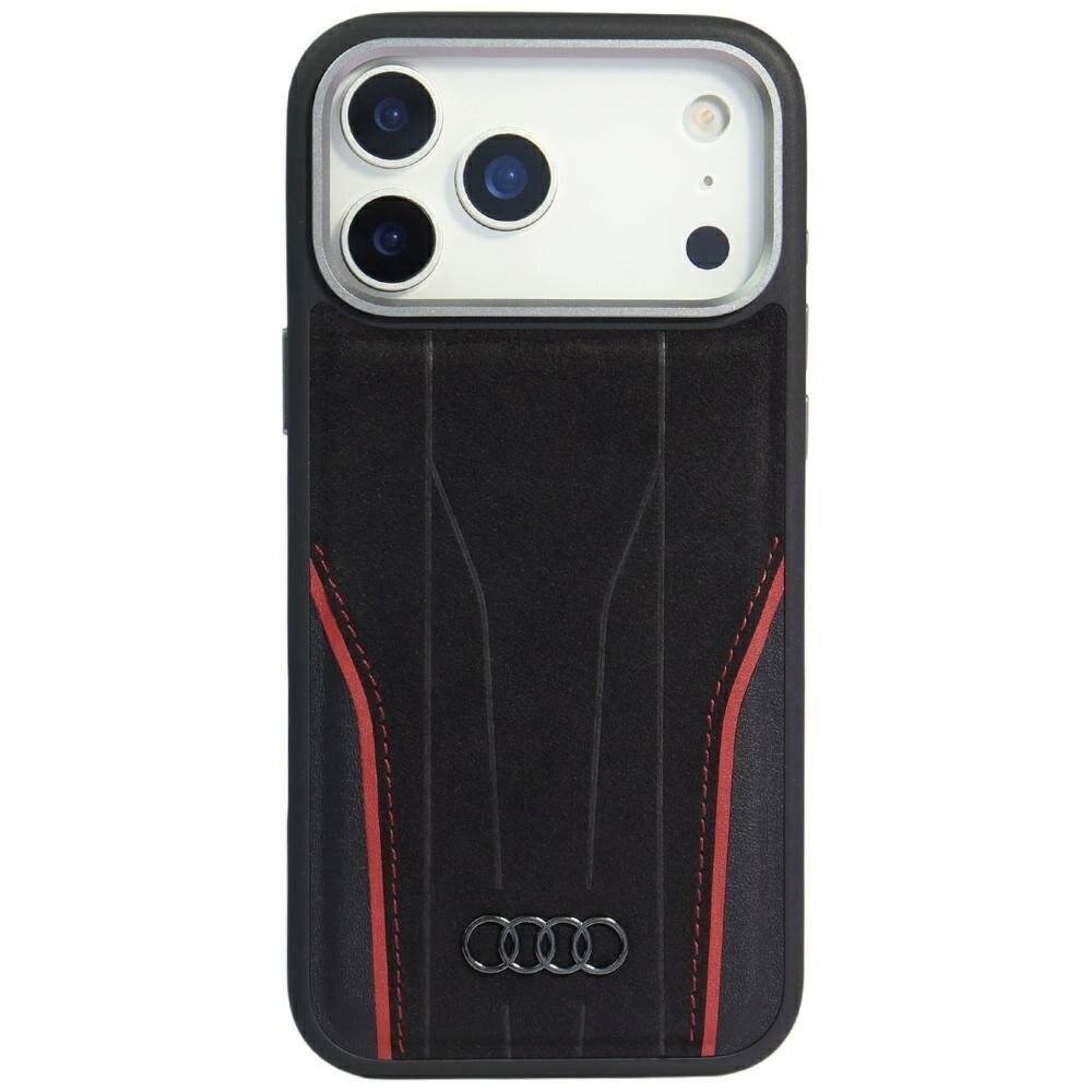 Audi R8 Echtleder MagSafe Hülle iPhone 17 Pro Max - Schwarz Rot