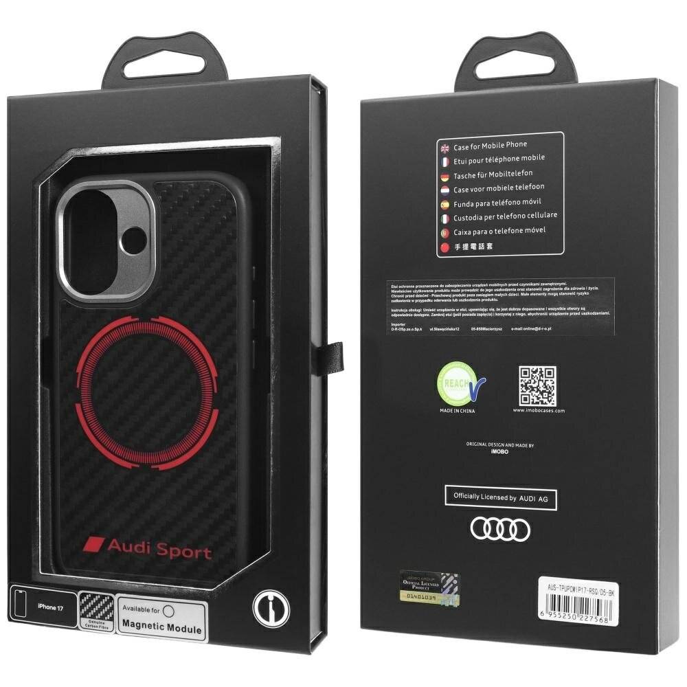 Audi RSQ Carbon Fiber Sport Red Circle MagSafe Case iPhone 17 - Schwarz