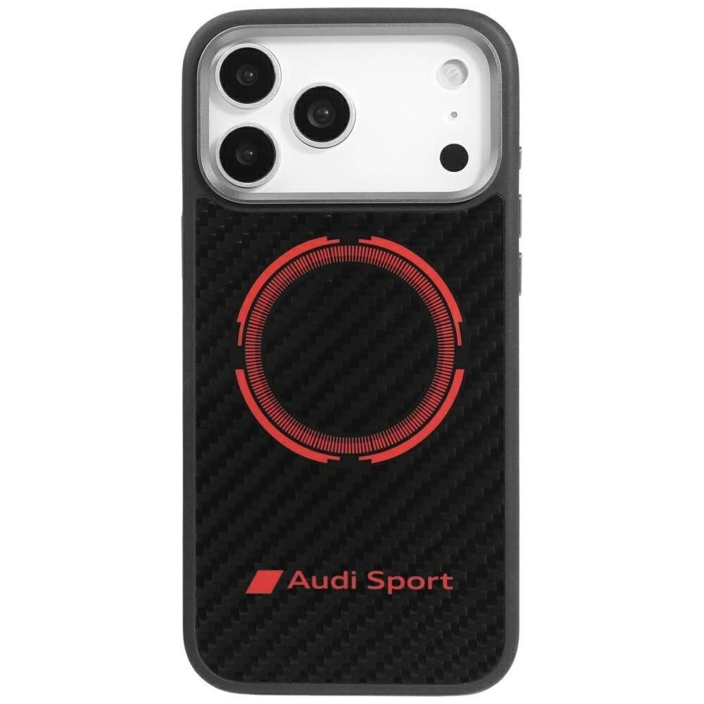 Audi RSQ Carbon Fiber Sport Red Circle MagSafe Case iPhone 17 Pro Max – Schwarz