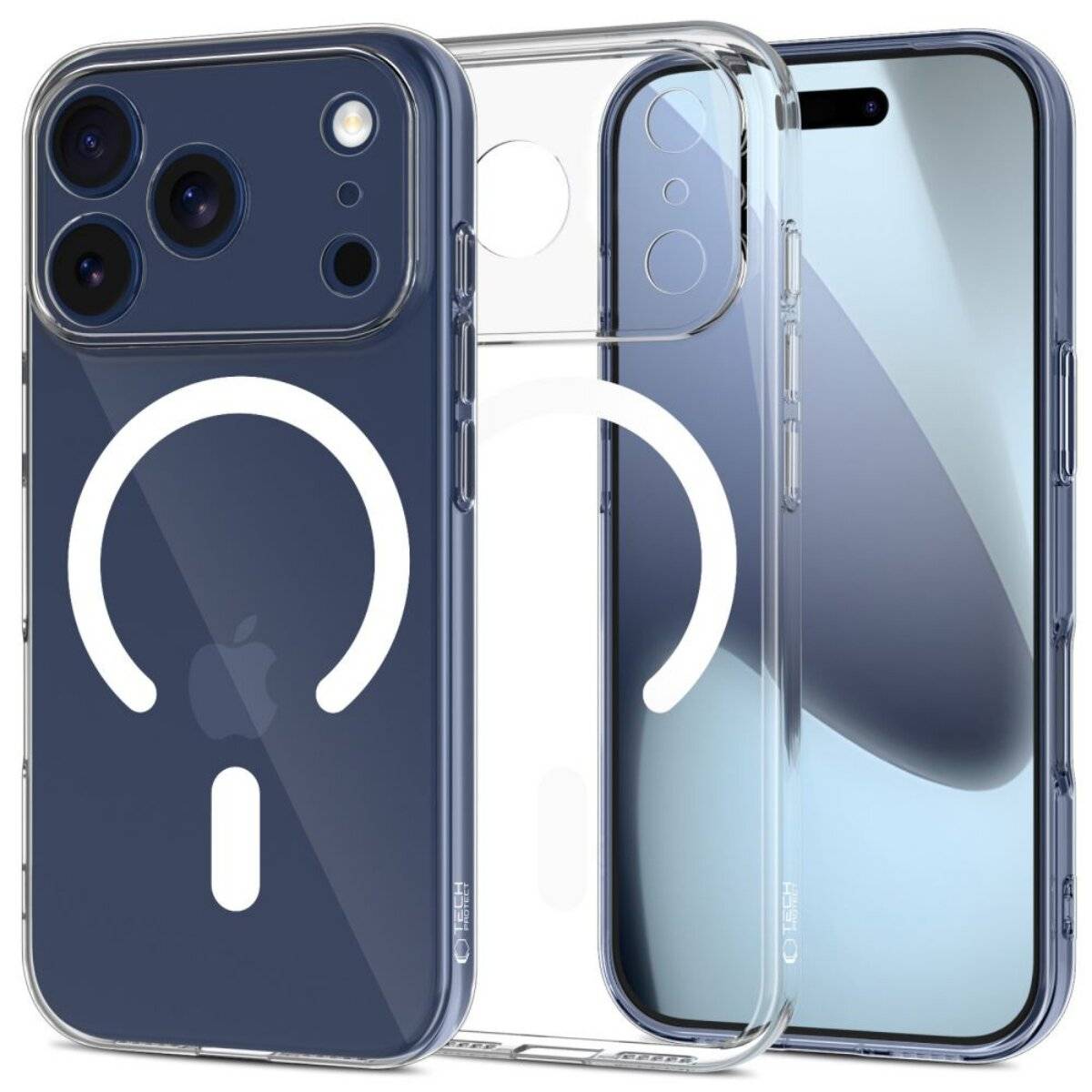 Tech Protect FlexAir Hybrid Hülle Kompatibel mit iPhone 17 Pro Max transparent Magnetring
