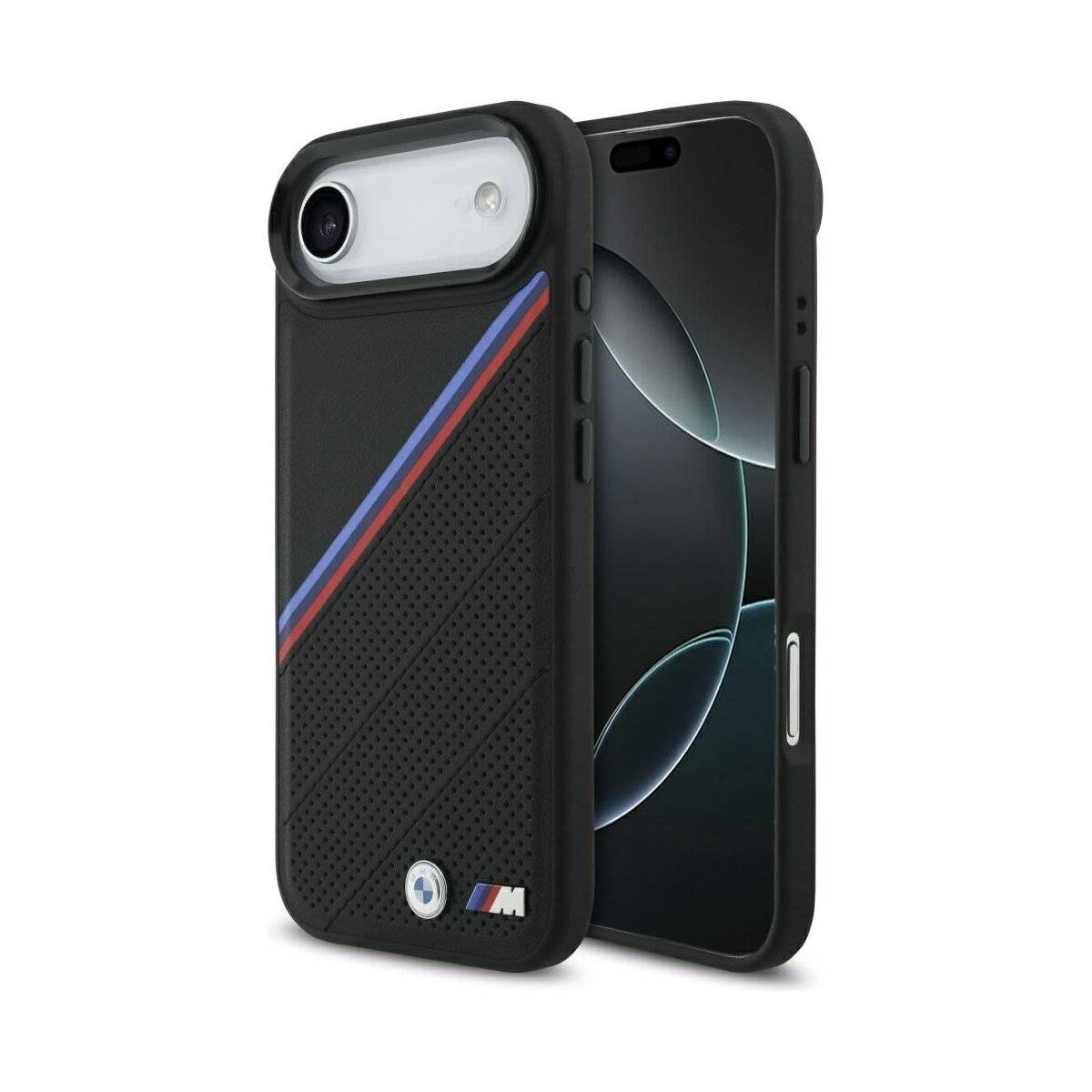 BMW M Tricolor Metal Logo mit Magnetfunktion Hülle Kompatibel mit iPhone 17 Air Schwarz
