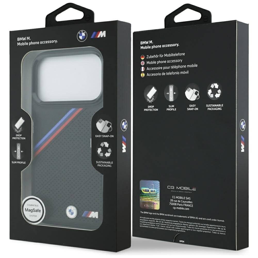 BMW M Tricolor Metal Logo MagSafe Case iPhone 17 Pro – Schwarz