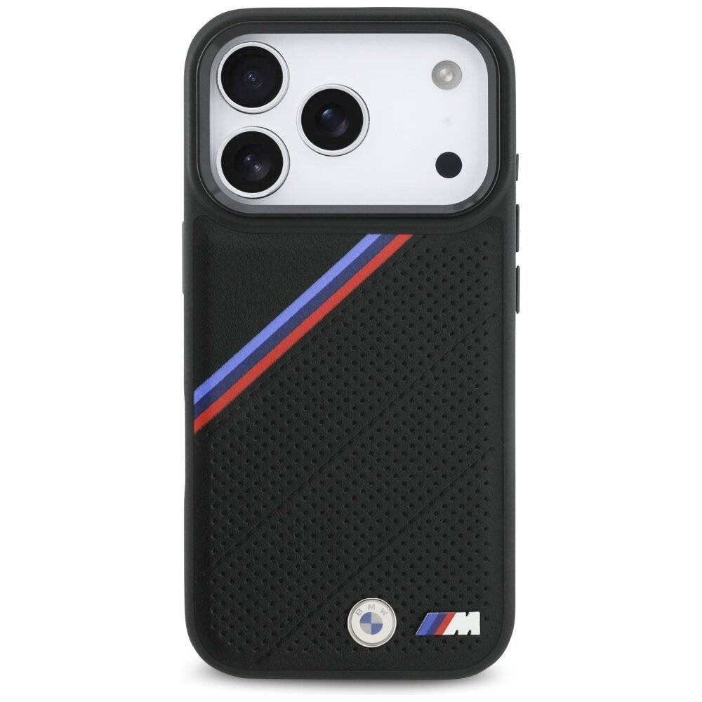 BMW M Tricolor Metal Logo MagSafe Case iPhone 17 Pro – Schwarz