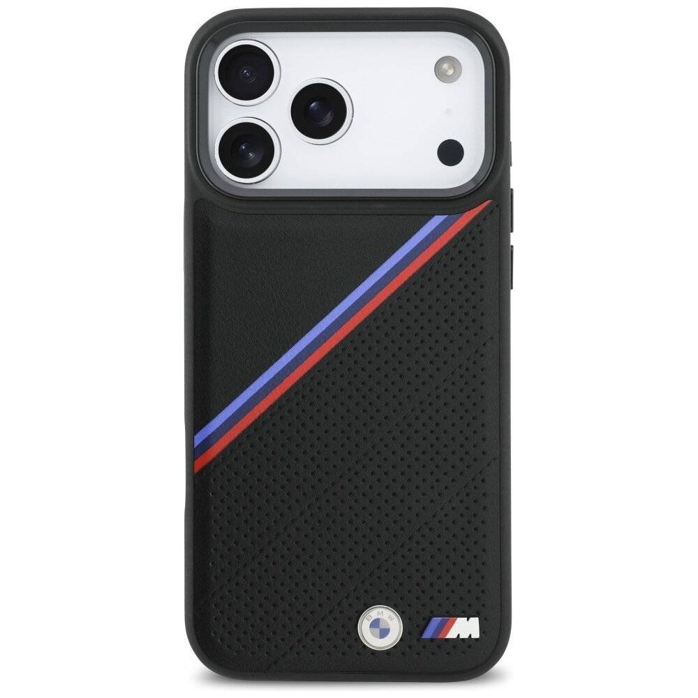 BMW M Tricolor Metal Logo MagSafe Case iPhone 17 Pro Max – Schwarz