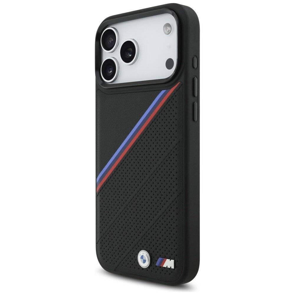 BMW M Tricolor Metal Logo MagSafe Case iPhone 17 Pro Max – Schwarz