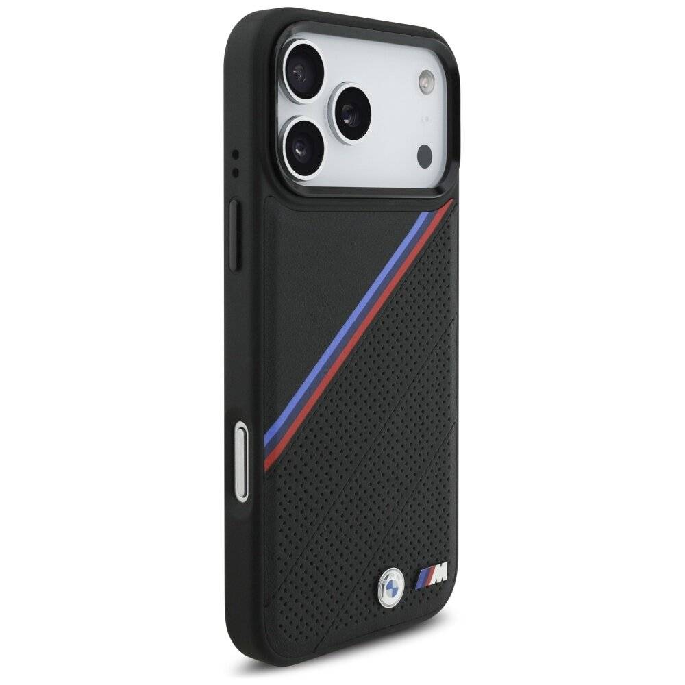 BMW M Tricolor Metal Logo MagSafe Case iPhone 17 Pro Max – Schwarz