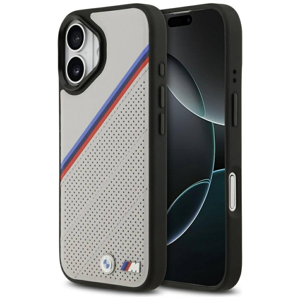 BMW M Tricolor Metal Logo MagSafe Case iPhone 17 – Grau
