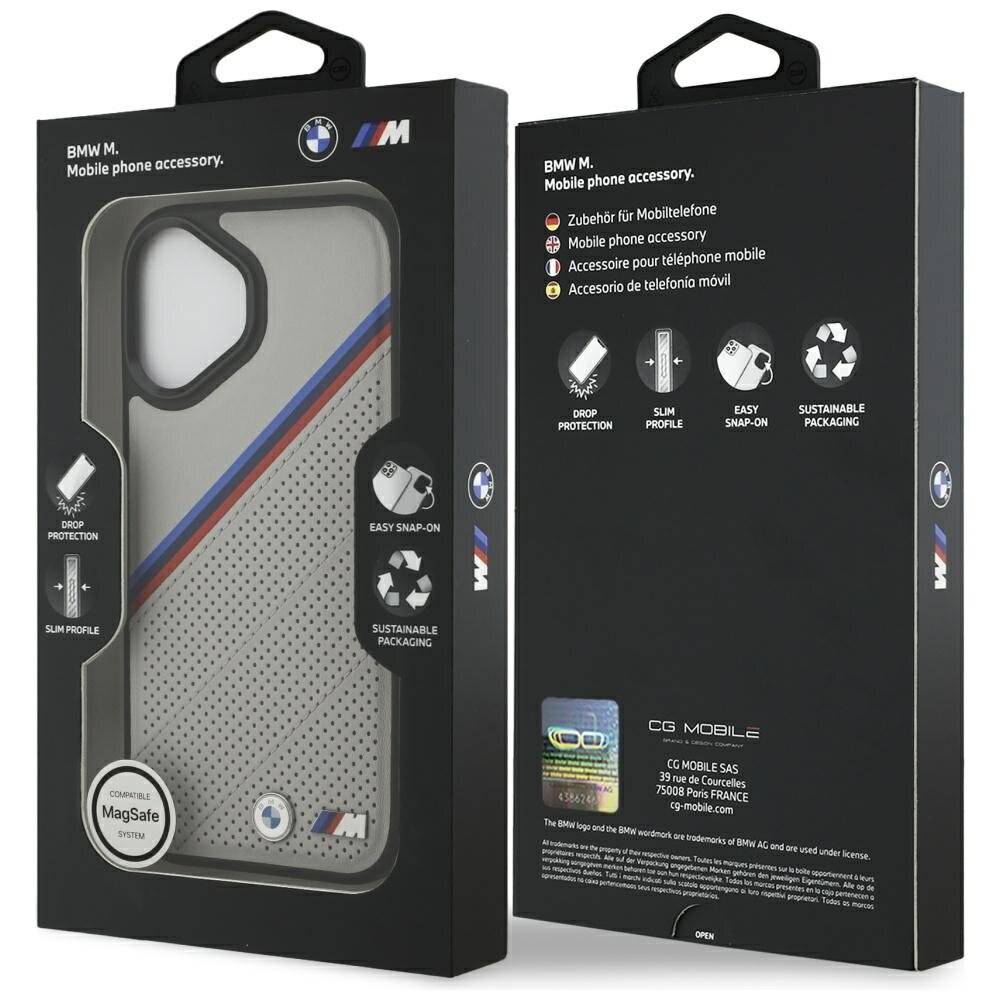 BMW M Tricolor Metal Logo MagSafe Case iPhone 17 – Grau