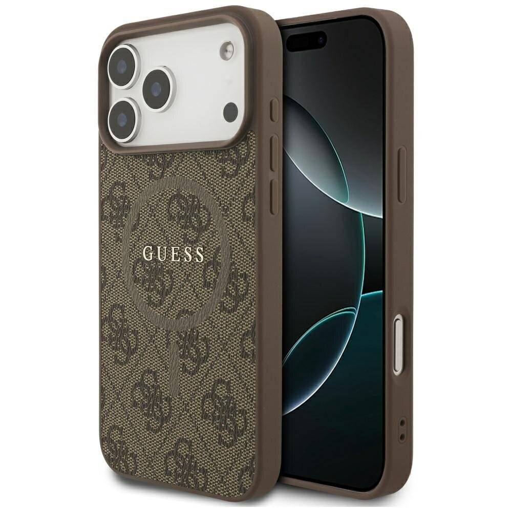 Guess 4G Ring Classic Logo MagSafe Hülle iPhone 17 Pro Max – Braun