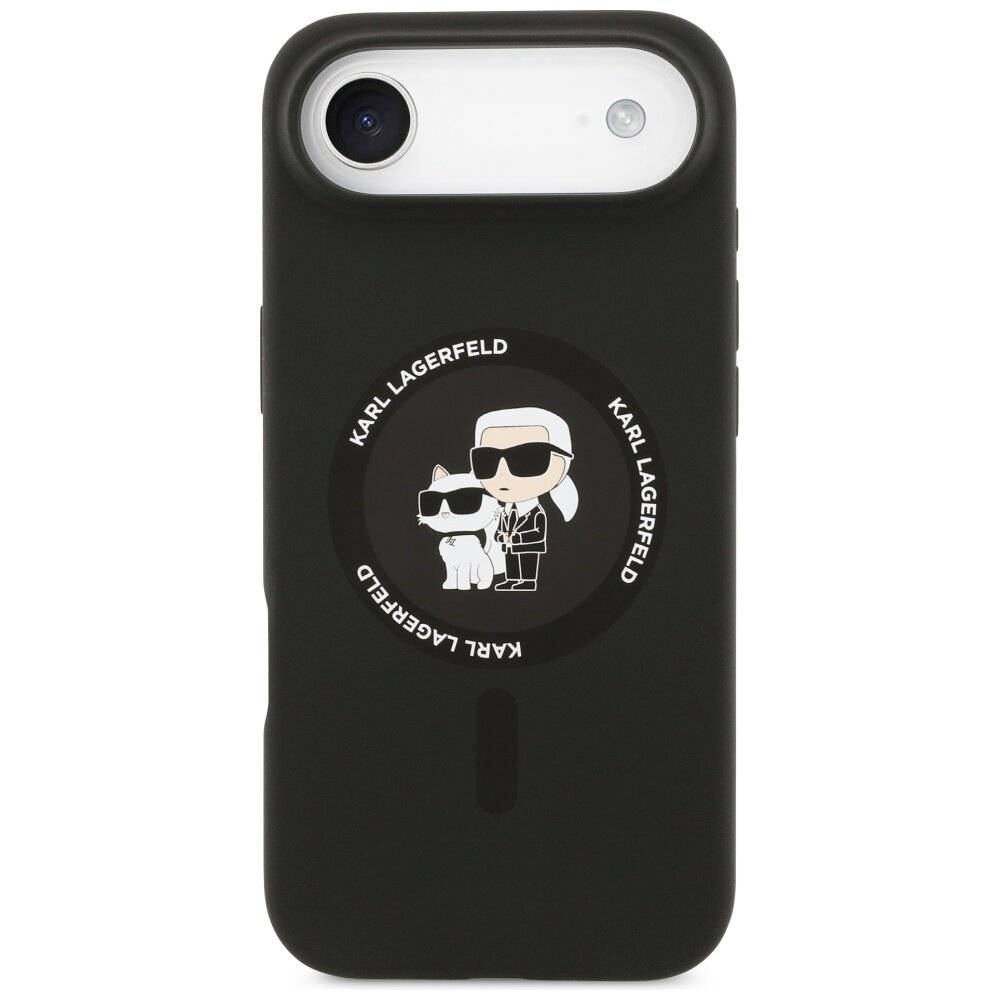 Karl Lagerfeld Silikon Karl&Choupette Ring MagSafe Hülle iPhone 17 Air - Schwarz