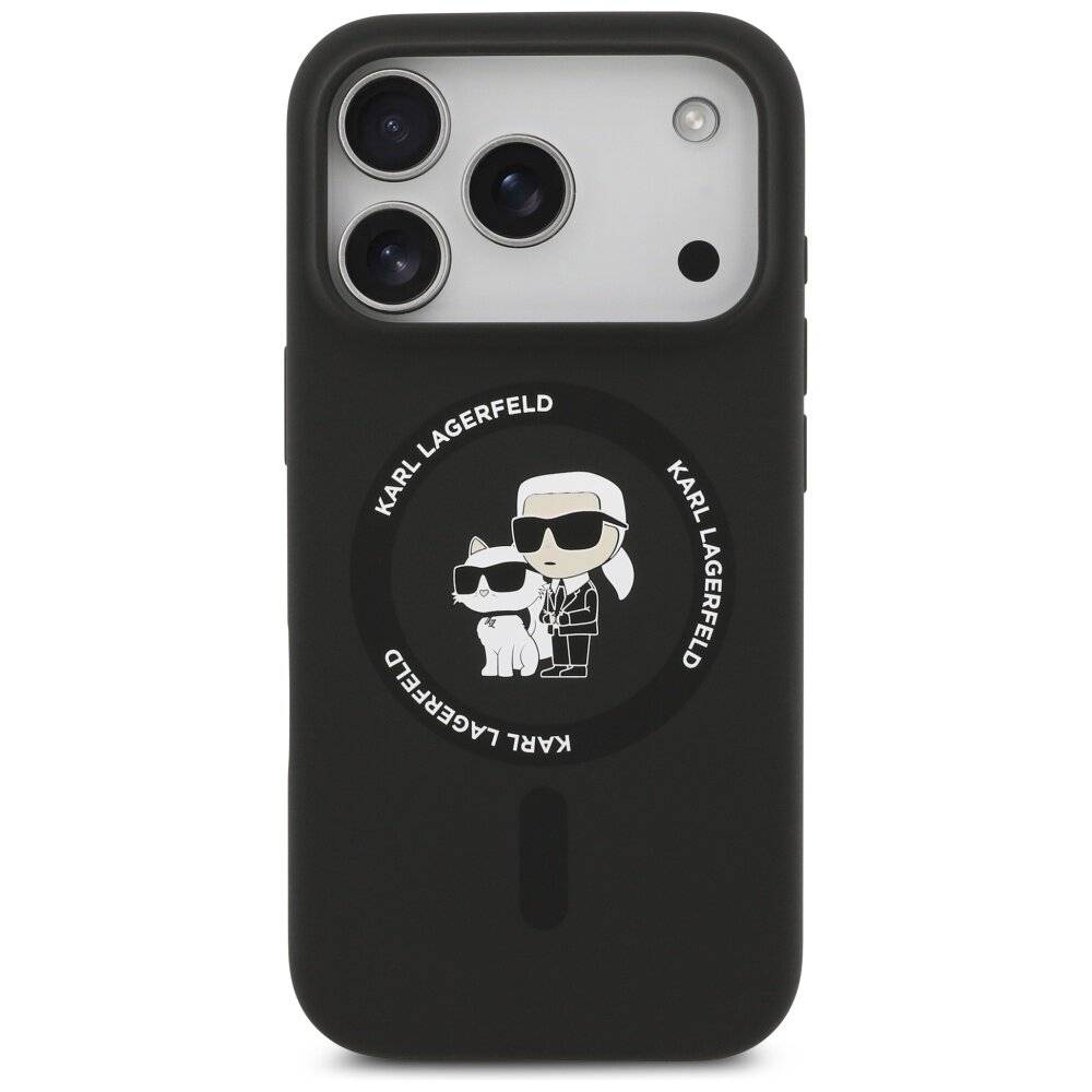 Karl Lagerfeld Silikon Karl&Choupette Ring MagSafe Case iPhone 17 Pro - Schwarz