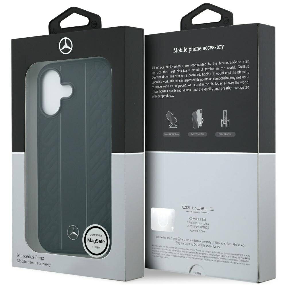 Mercedes Leder Laurel Leaves Stripes MagSafe Case iPhone 17 - Schwarz