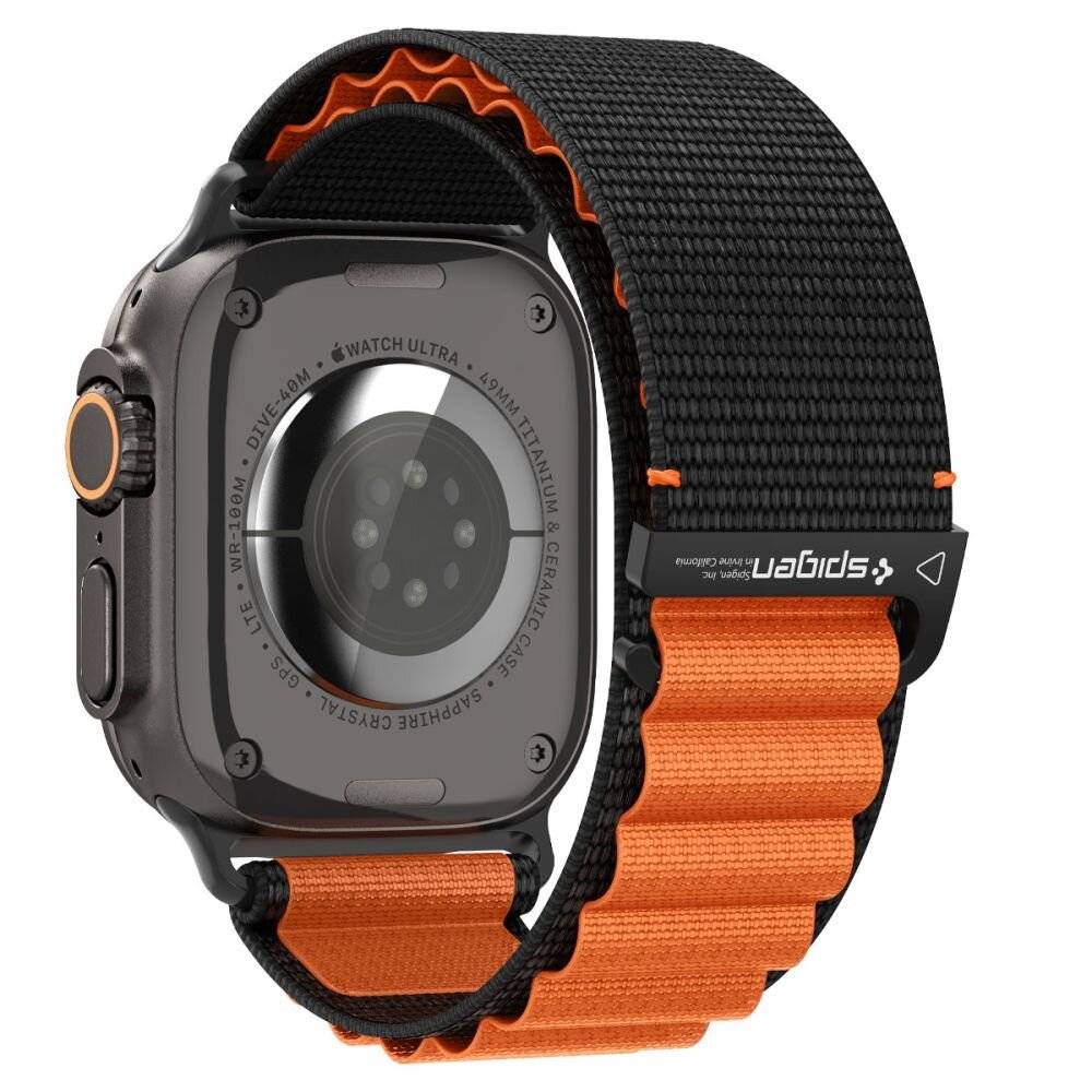 Spigen WBF1 Armband für Apple Watch 44 / 45 / 46 / 49 mm - Schwarz und Orange