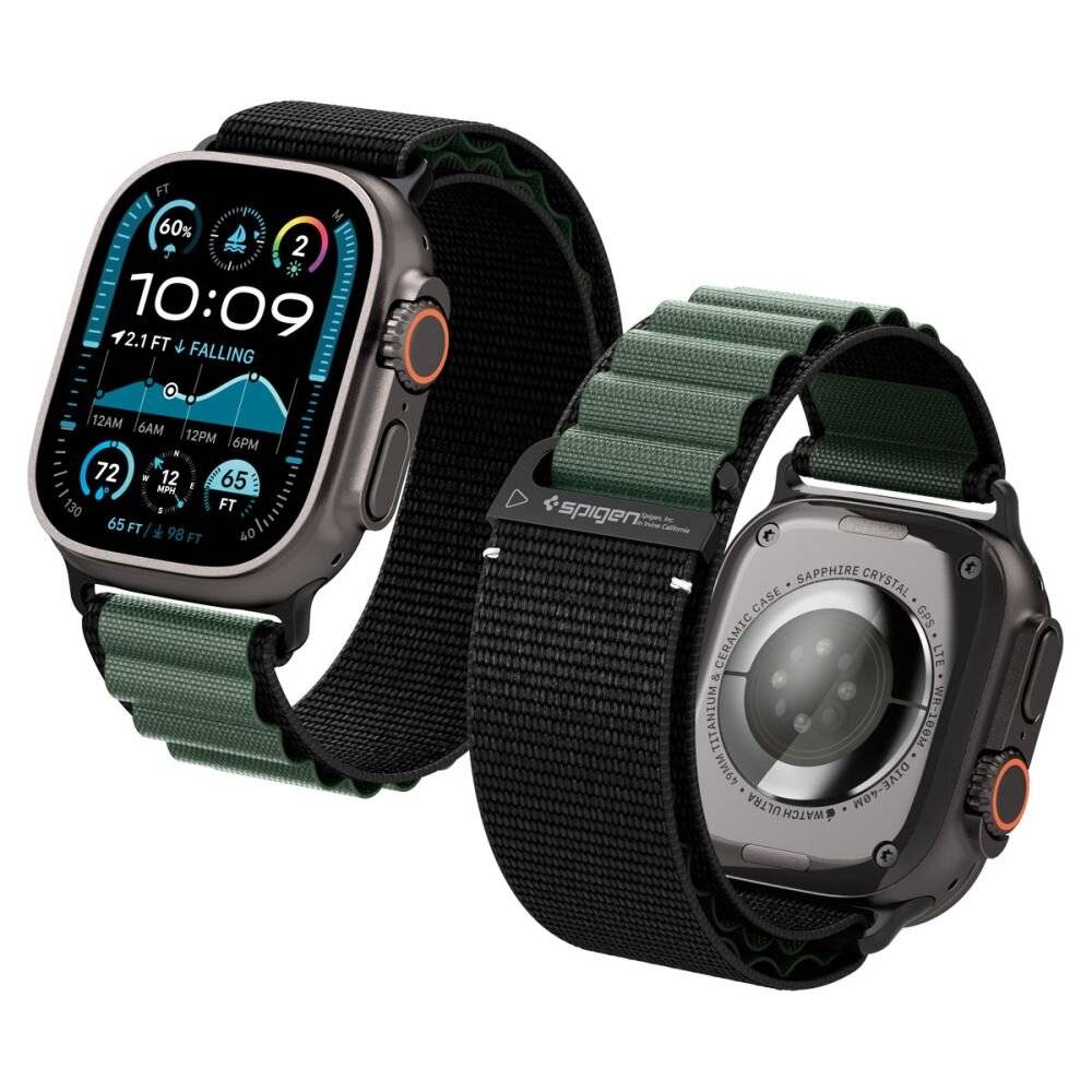 Armband Spigen WBF1 Armband für Apple Watch 44 / 45 / 46 / 49 mm - Schwarz und Grün