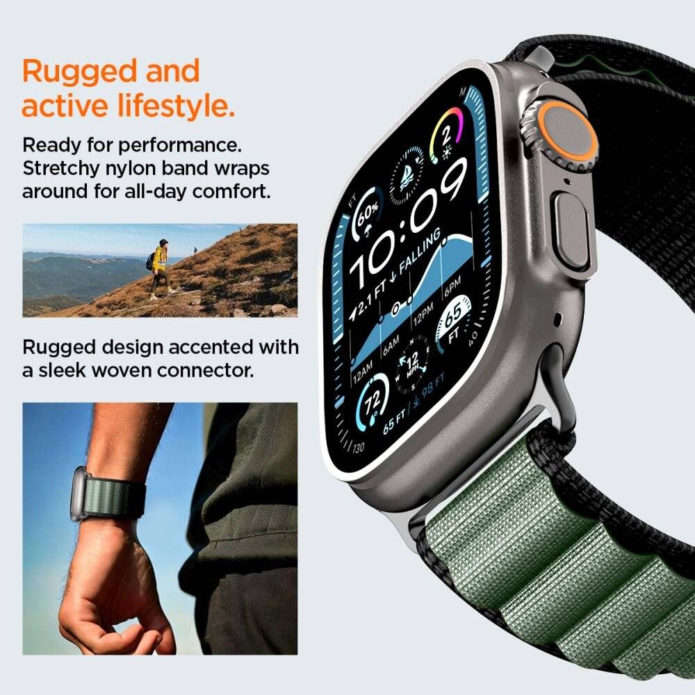 Armband Spigen WBF1 Armband für Apple Watch 44 / 45 / 46 / 49 mm - Schwarz und Grün