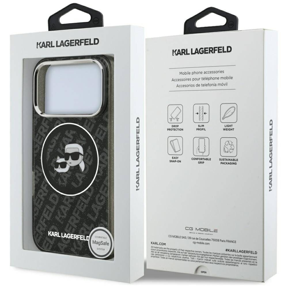 Karl Lagerfeld IML Glitter Karl&Choupette Heads Logo MagSafe Case iPhone 17 Pro - Schwarz