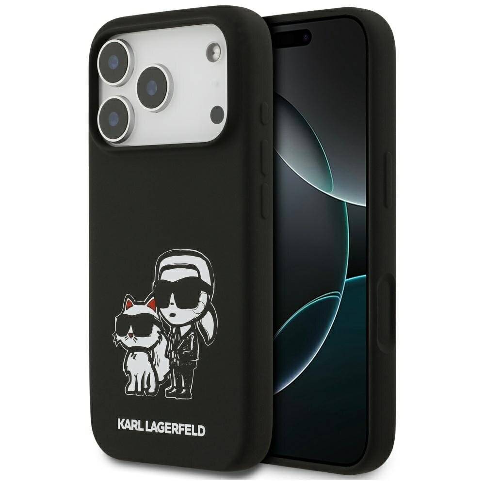 Karl Lagerfeld Silikon-K&C-Skizzen- Logo-MagSafe-Hülle iPhone 17 Pro – Schwarz
