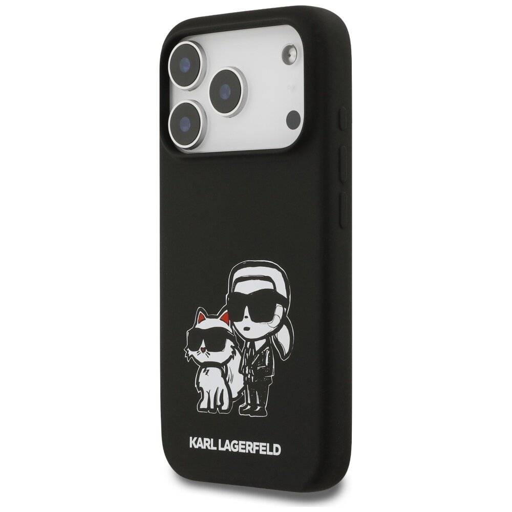 Karl Lagerfeld Silikon-K&C-Skizzen- Logo-MagSafe-Hülle iPhone 17 Pro – Schwarz
