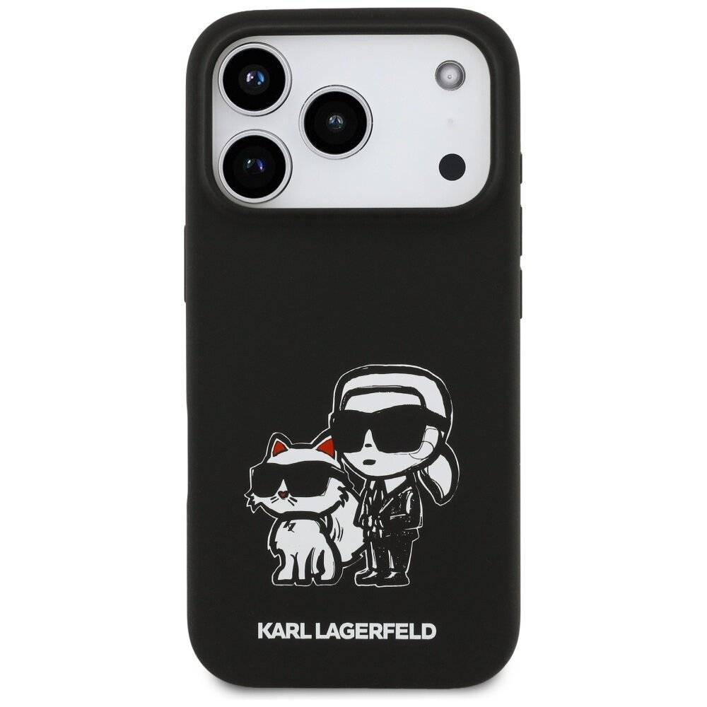 Karl Lagerfeld Silikon-K&C-Skizzen- Logo-MagSafe-Hülle iPhone 17 Pro – Schwarz