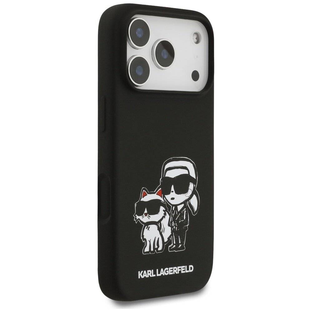 Karl Lagerfeld Silikon-K&C-Skizzen- Logo-MagSafe-Hülle iPhone 17 Pro – Schwarz