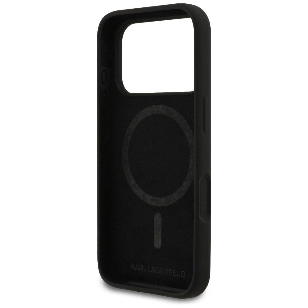 Karl Lagerfeld Silikonhülle Karl-Skizze Logo MagSafe iPhone 17 Pro – Schwarz