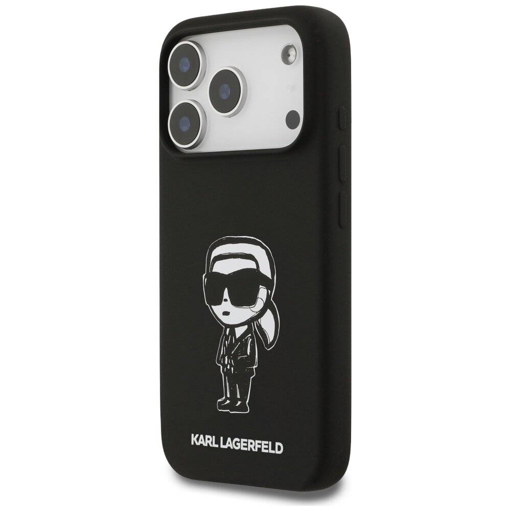 Karl Lagerfeld Silikonhülle Karl-Skizze Logo MagSafe iPhone 17 Pro – Schwarz