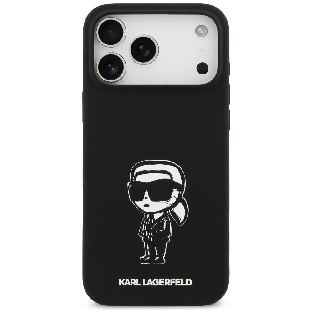 Karl Lagerfeld Silikonhülle Karl-Skizze Logo MagSafe iPhone 17 Pro Max – Schwarz