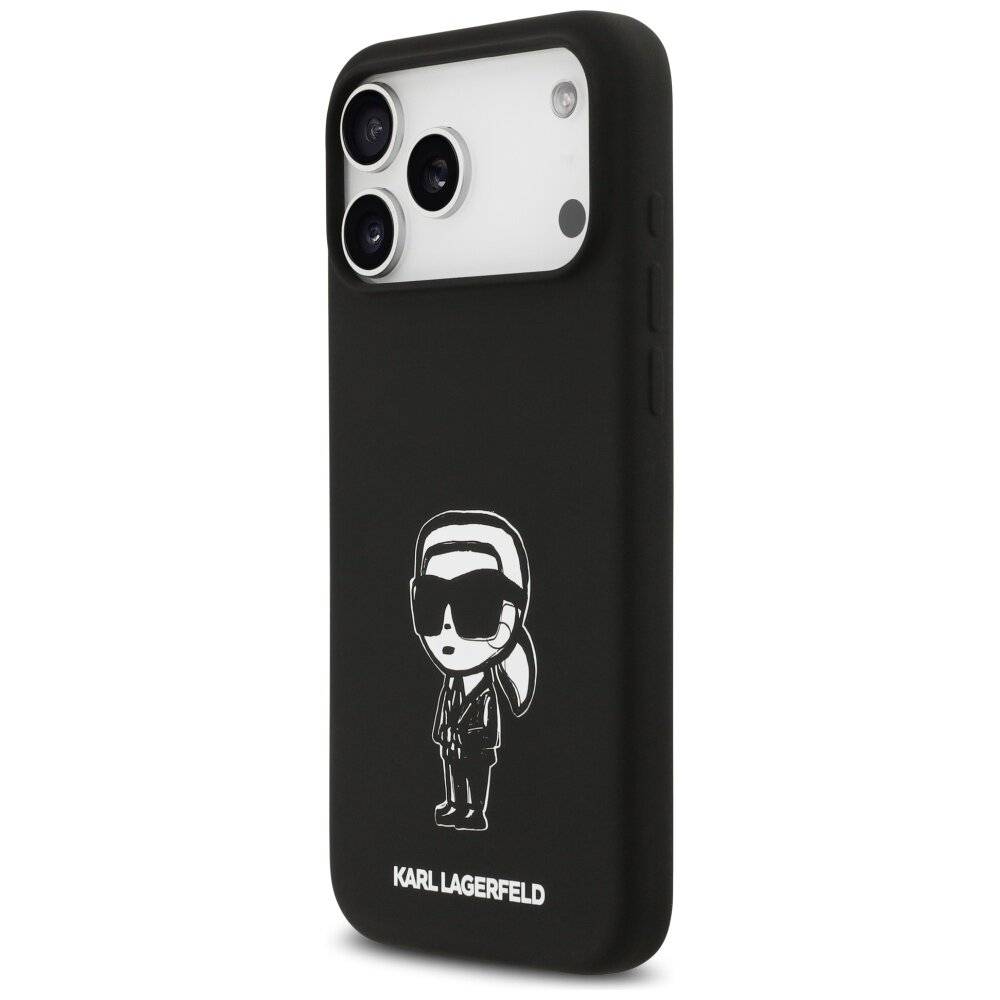 Karl Lagerfeld Silikonhülle Karl-Skizze Logo MagSafe iPhone 17 Pro Max – Schwarz