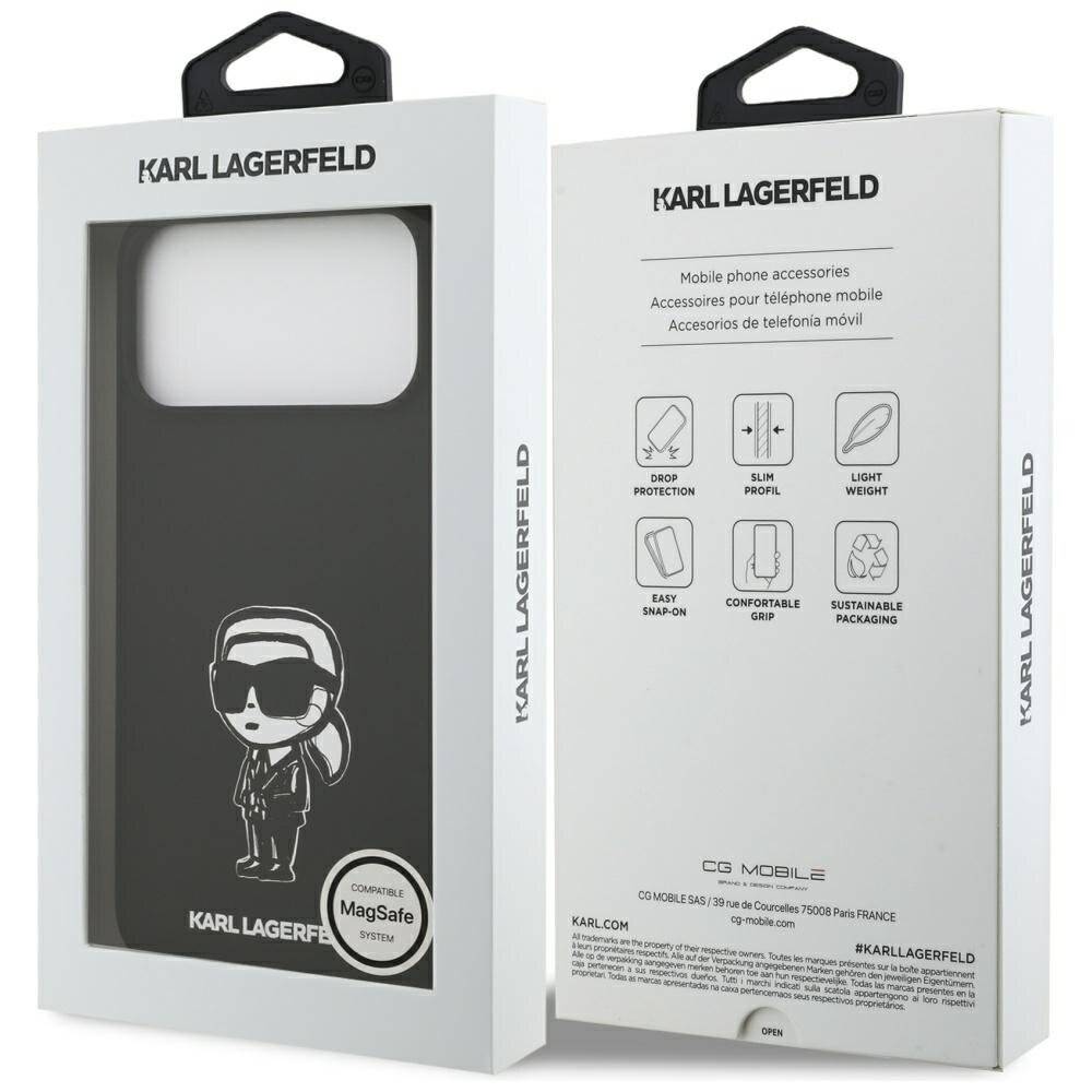 Karl Lagerfeld Silikonhülle Karl-Skizze Logo MagSafe iPhone 17 Pro Max – Schwarz