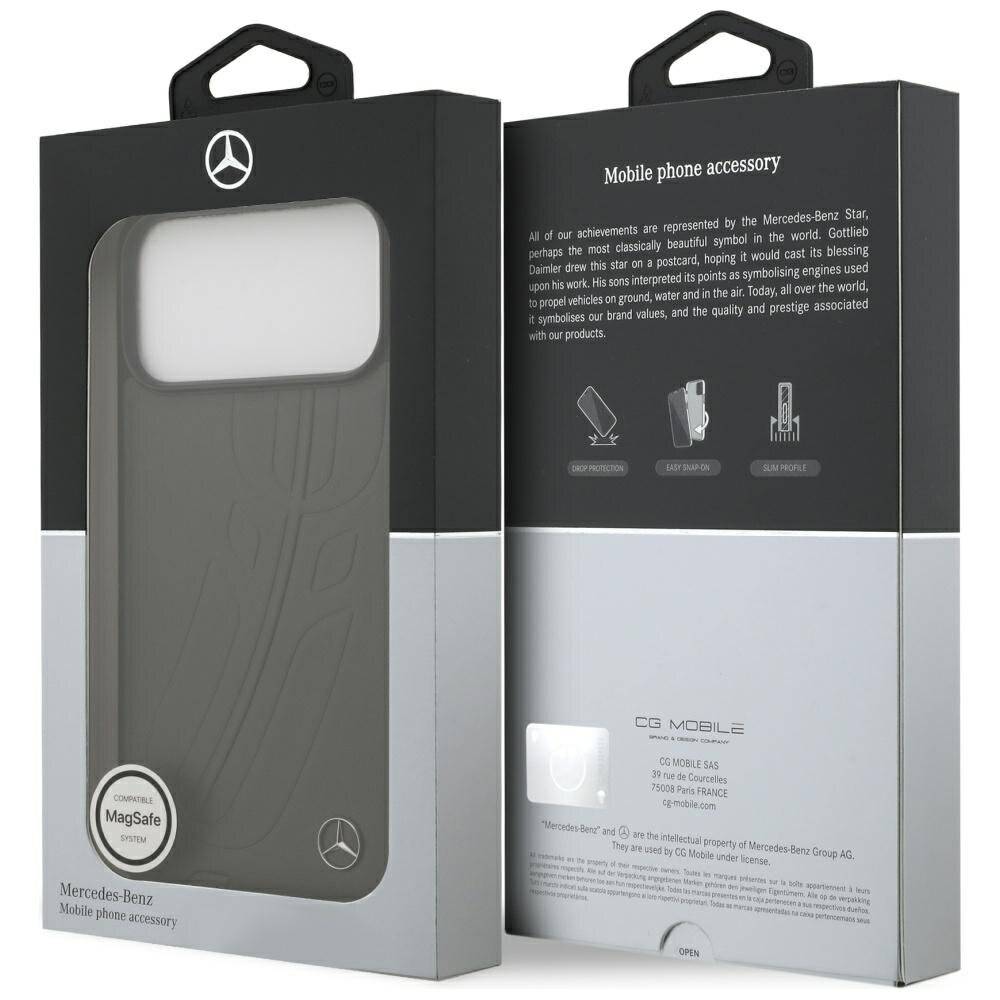 Mercedes Leather Large Laurel Leave MagSafe Case iPhone 17 Pro Max – Schwarz Grau