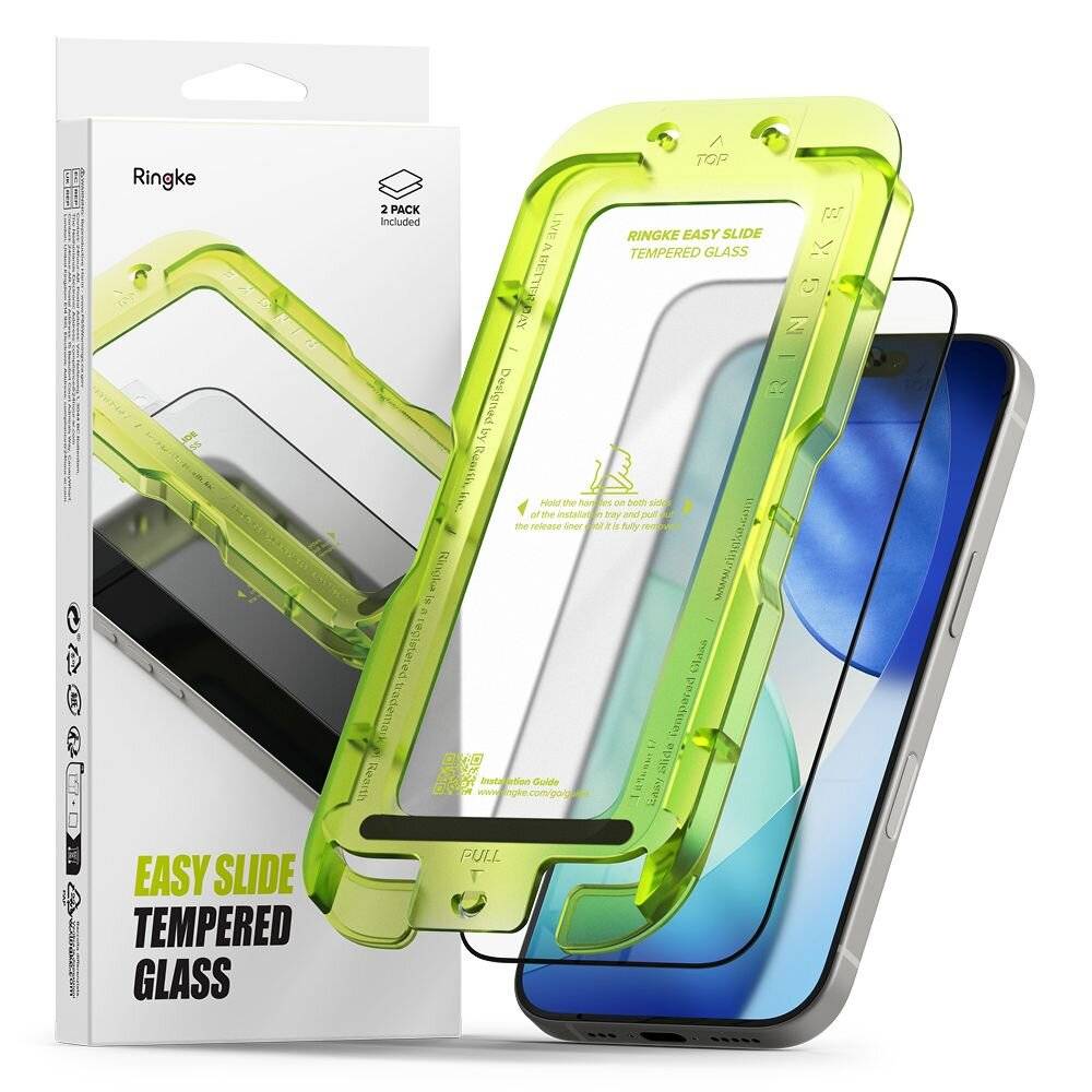 Ringke Easy Slide 2er-Pack Schutzglas für iPhone 17 - Schwarz