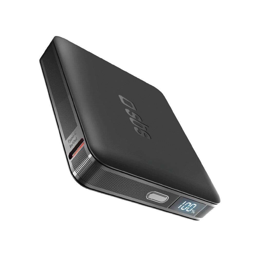 SBS HD 10W 5000mAh USB-C Powerbank mit LCD-Display – Schwarz