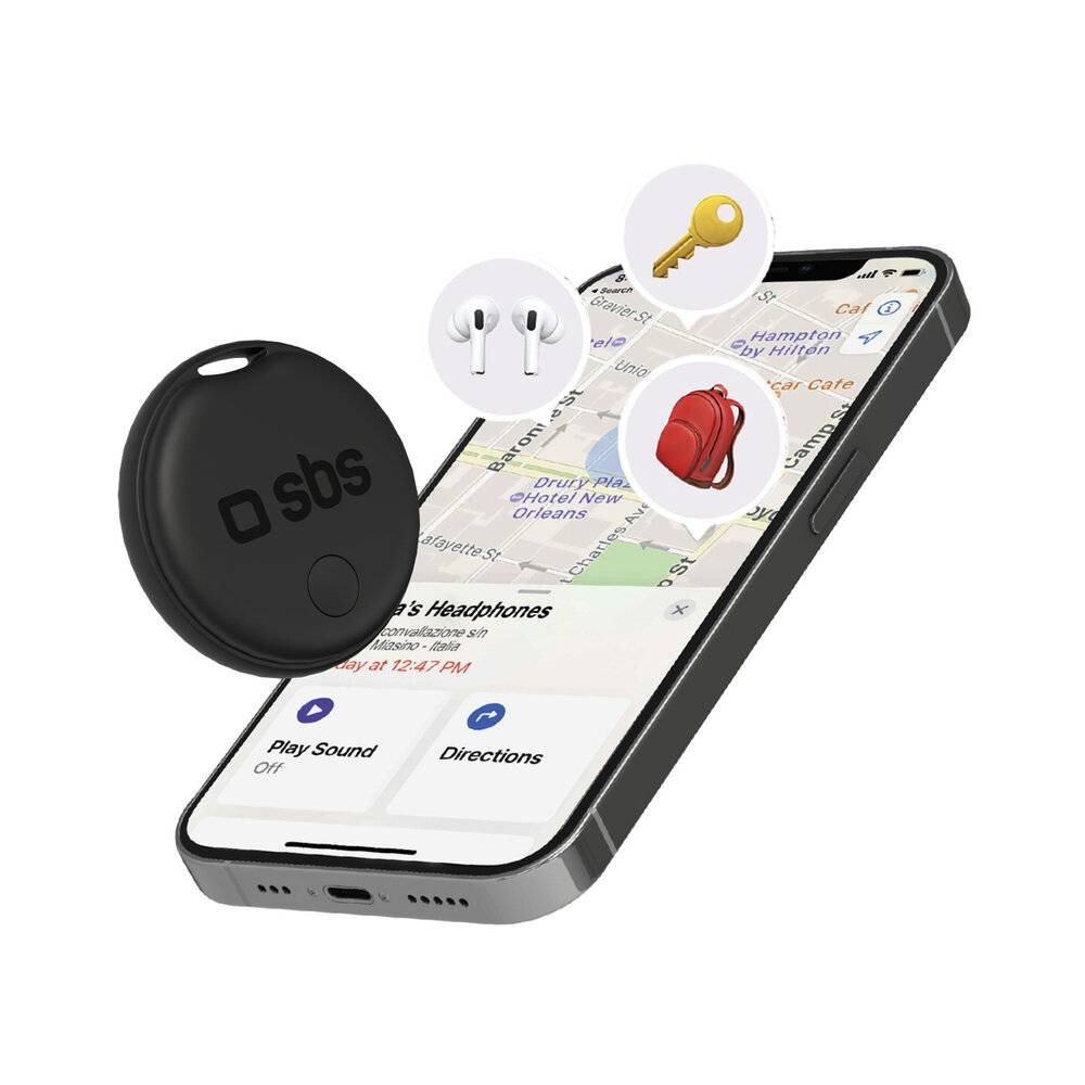 SBS Track My Circle Locator, kompatibel mit Apple „Wo ist?“ – Schwarz