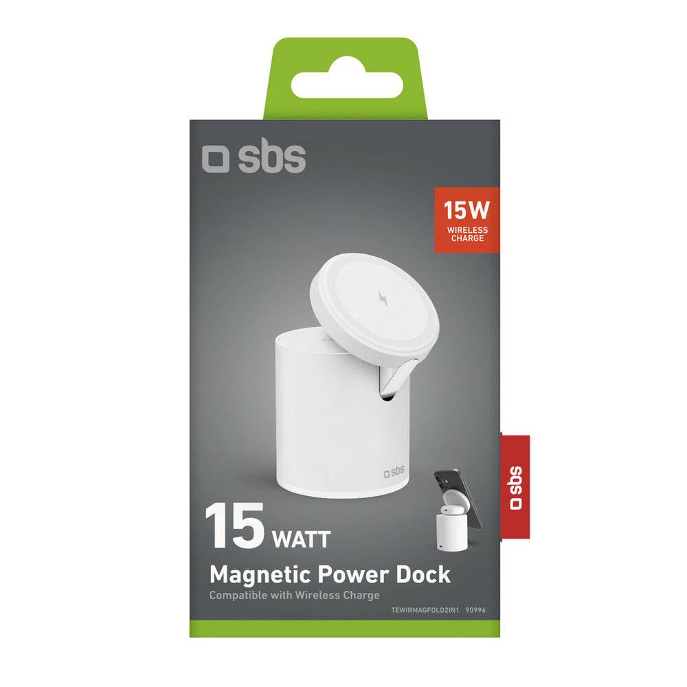 SBS 2-in-1 Kabellose Magnetladestation – Weiß
