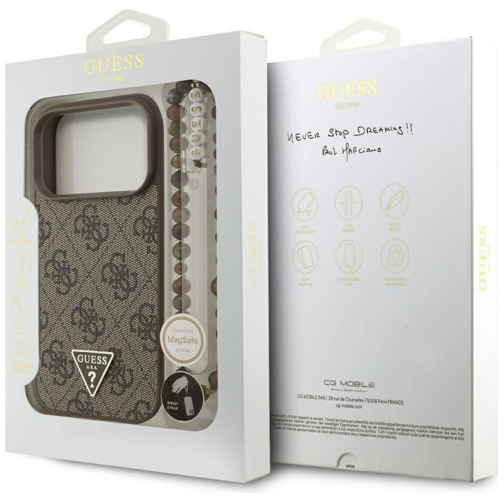 Guess 4G Strap Triangle Logo MagSafe Hülle iPhone 17 Pro - Braun