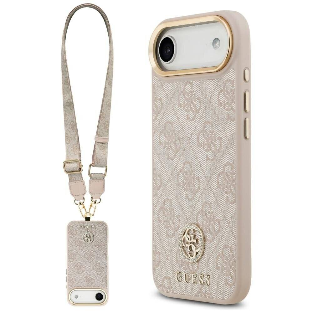 Guess 4G Strass Logo & Big Strap Metal Buttons MagSafe Case iPhone Air - Pink