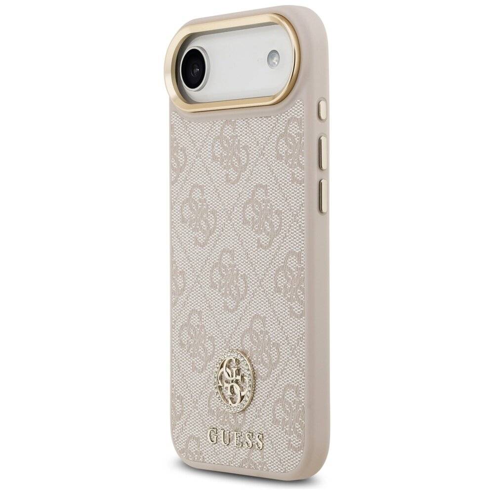 Guess 4G Strass Logo & Big Strap Metal Buttons MagSafe Case iPhone Air - Pink