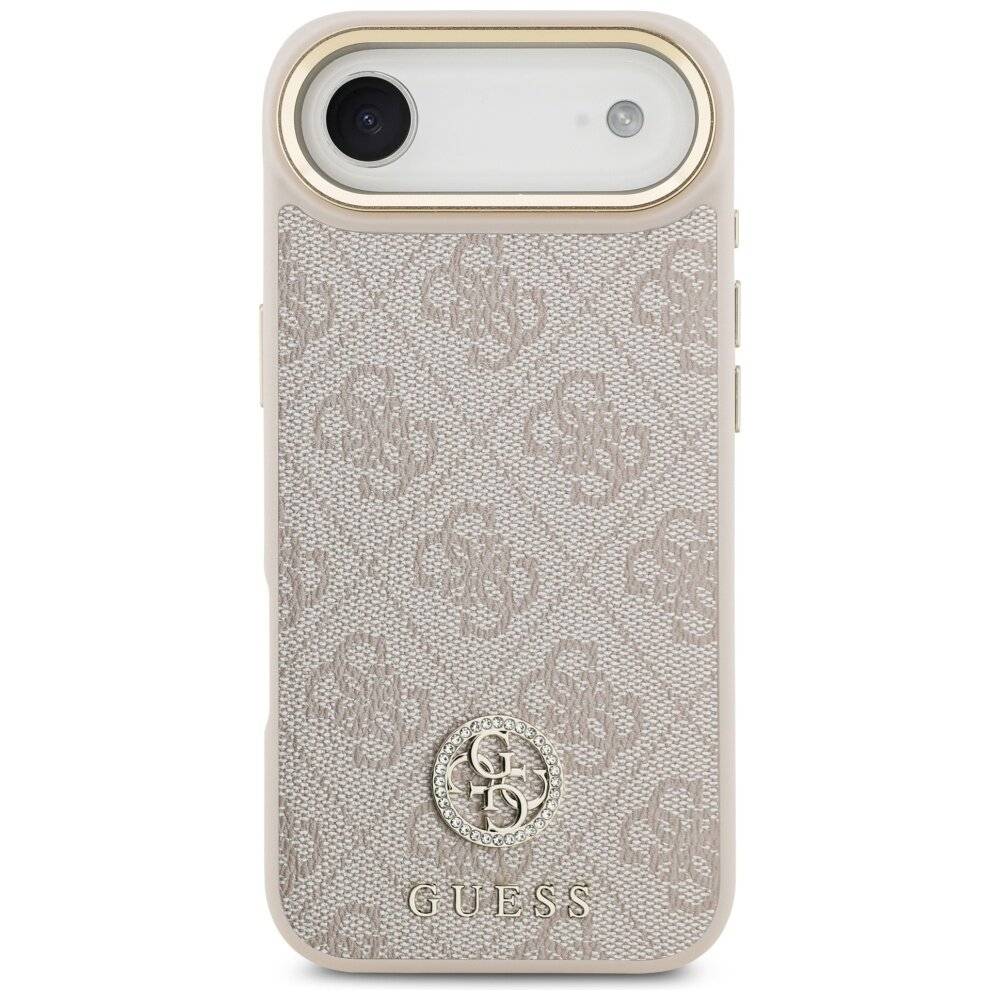Guess 4G Strass Logo & Big Strap Metal Buttons MagSafe Case iPhone Air - Pink
